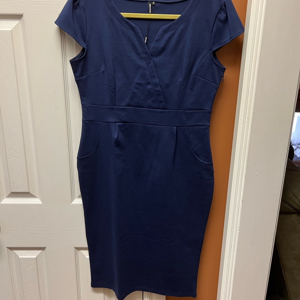 Miusol Classic Navy Midi Dress